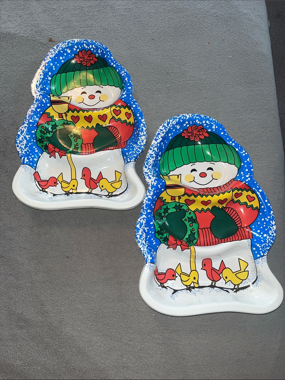 Festive Snowman Decorative Serving Tray - Blue, Green, Red